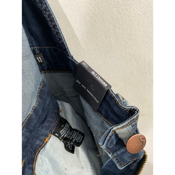 NWT Dollhouse Blue Distressed Denim Overalls Women’s Size 11 Juniors - Picture 6 of 7